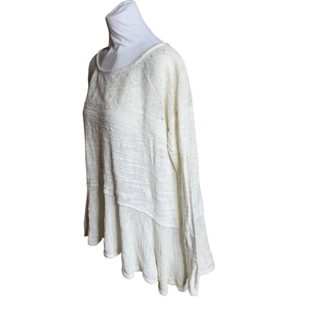 Free People Kristobel Embroidered Yoke ruffle top Eggshell small - Picture 3 of 10